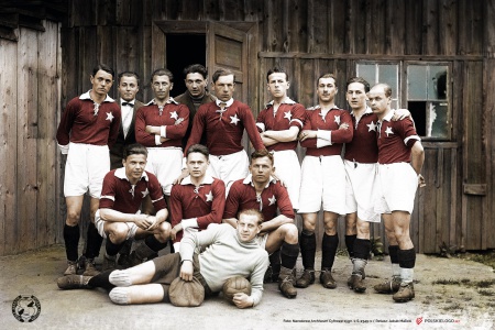 Mistrzowie Polski 1927 - fotografia przy okazji meczu przeciwko Warcie