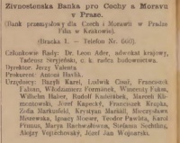 Informacje o Banku Przemysłowym w Krakowskiej Księdze Adresowej z 1908 roku