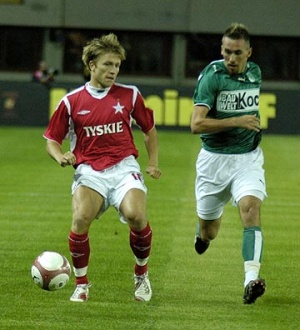Jakub Błaszczykowski i Christian Fuchs podczas meczu Wisła – Mattersburg.