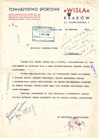 Pismo dotyczące remontu stadionu w sierpniu 1939