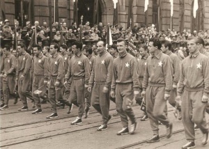 1 maja 1959, pochód na ulicy Basztowej