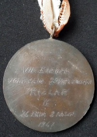 Srebrny medal VII Mistrzostw Europy (Turcja, 26.10. -07.11.1967)Ze zbiorów Elżbiety Porzec-Nowak.