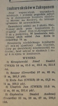 5 miejsce w konkursie skoków, marzec 1951