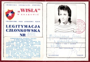 Anna Michaliszyn - legitymacja członka TS Wisła 1982