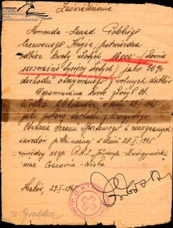 1945.01.29 Zaświadczenie dla Aleksandra Wodki z 29 stycznia 1945 roku