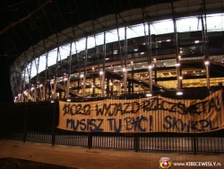 Superpuchar Polski 2010/2011-Transparent wywieszony kilka tygodni przed meczem na Stadionie Narodowym