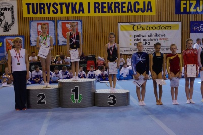Finał ćwiczeń wolnych: Maria Bieda (złoty medal), Julia Solarz (srebrny medal), Klara Kopeć (brązowy medal), Julia Heiza (czwarte miejsce)