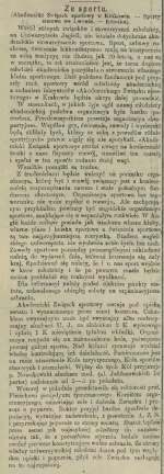 Powstanie AZS - grudzień 1908. Notka z 1912 roku