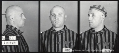 Fotografia obozowa Stanisława Rudka nr 9305Informacja o więźniach Auschwitz.