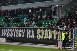 2011.11.25 Śląsk Wrocław - Wisła,transparent zapraszający kibiców na mecz koszykarek ze Spartakiem Moskwa