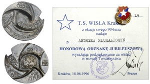 Andrzej Michaliszyn - Honorowa Odznaka Jubileuszowa i pamiątkowy medal 90-lecia TS Wisła