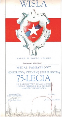 Dyplom honorowej odznaki jubileuszowej