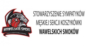 Logo Stowarzyszenia Sympatyków Męskiej Sekcji Koszykówki Wawelskich Smoków.