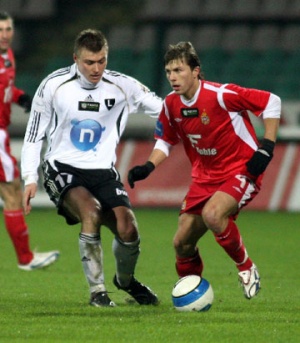Rafał Boguski i Przemysław Wysocki w meczu Pucharu Ekstraklasy Legia - Wisła.