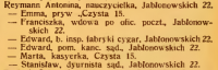 Krakowska Księga Adresowa z 1912 roku - informacje o rodzinie Reymanów