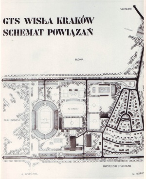 Plan kompleksu sportowego Wisły, prawdopodobnie z przełomu lat 60-tych i 70-tych