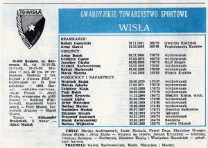 Skarb kibica krakowskiego "Tempa" przed rundą wiosenną sezonu 1987/88.