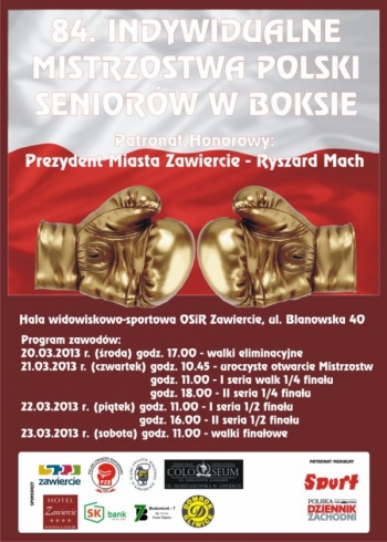 MP w Boksie, Zawiercie 2013, plakat organizatorów.