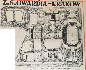 Plan ośrodka sportowego ZS Gwardia, 1953 rok