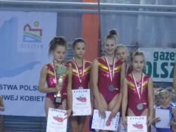 DMP Juniorek kl II Elite, Olsztyn 7.11.2015 (Od lewej stoją: Jagoda Pałys, Kaja Skalska, Aleksandra Tułacz, Monika Kucab, Daria Kowalska)