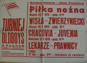 Afisz zapowiadający turniej oldboyów na boisku Cracovii
