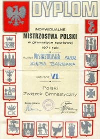 MP 1971. Dyplom Barbary Zięby