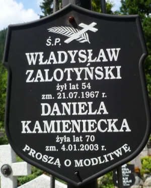 Grób Władysława Zalotyńskiego w Zakopanem.