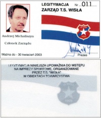 Andrzej Michaliszyn - legitymacja członka zarządu.