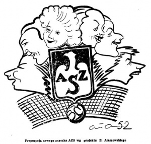 Propozycja Przeglądu Sportowego na nowy znaczek AZS, po mistrzostwie z 1952r.