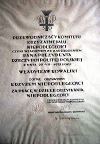 Dyplom dla Władysława Kowalskiego
