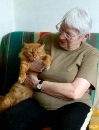 Lidia Hapek z ukochanym kotem męża, 5.07.2011.
