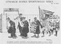 Otwarcie boiska Wisły w 1922 roku. Rysunek zaprezentowany w nr 1 "Wiadomości Sportowych".