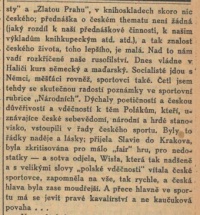 Notatka z czeskiej prasy z 1912 roku ze wzmianką o relacjach z Wisłą