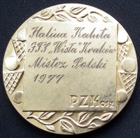 Złoty medal medal MP 1977. Ze zbiorów Haliny Kaluty.