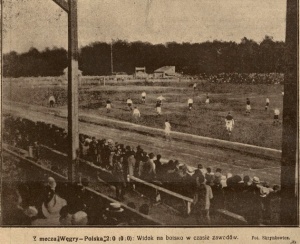 Polska-Węgry w 1925 roku, widok boiska z trybuny głównej