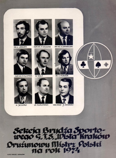 Mistrzowie Polski 1974. Tableau dla uczczenia złotych medalistów.