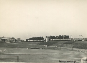 Stadion Wisły w sierpniu 1969 roku (przygotowany do Lekkoatletycznych Mistrzostw Polski