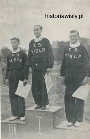 Widerski na najwyższym stopniu podium (Mistrzostwa Polski 1949)