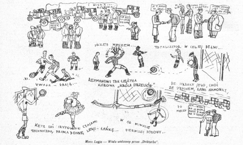 Komiks z meczu Wisła-Legia (1928.05.03 - 0:1).  Stadion nr 19 z 1928 r.