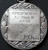 Srebrny medal MP 1999. Ze zbiorów Patrycji Czepiec.