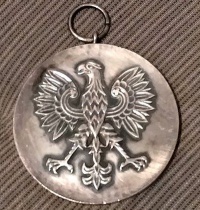 Srebrny medal Mistrzostw Polski w siatkówce kobiet (sezon 1980/1981).Medal Lucyny Kwaśniewskiej.